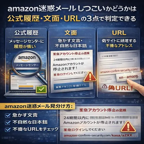 amazonの迷惑メールがしつこいと感じる時の正しい見分け方と被害防止法